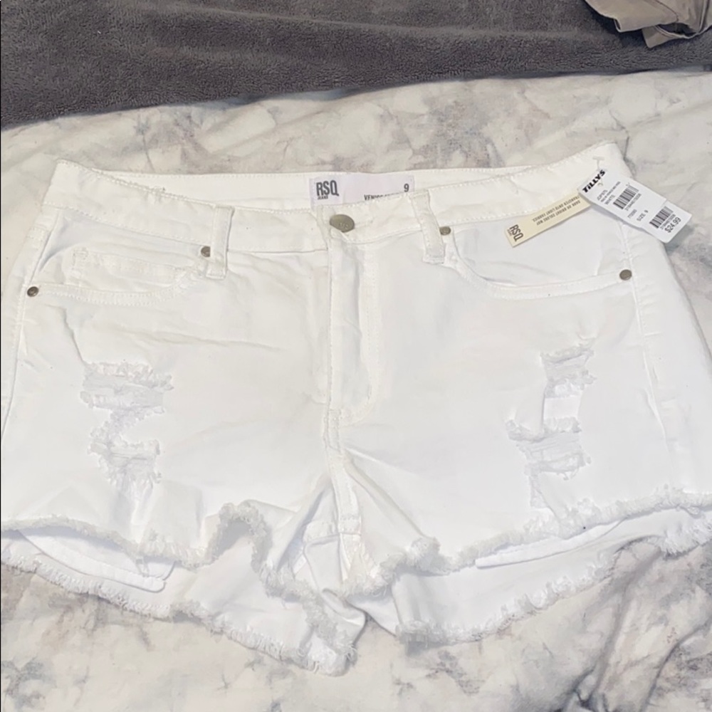 White Torn Denim Shorts
